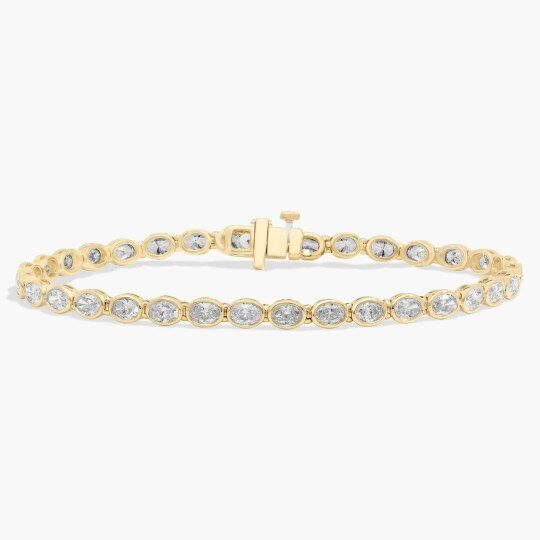 Bracelet Tennis à lunette en or 14K serti de moissanite
