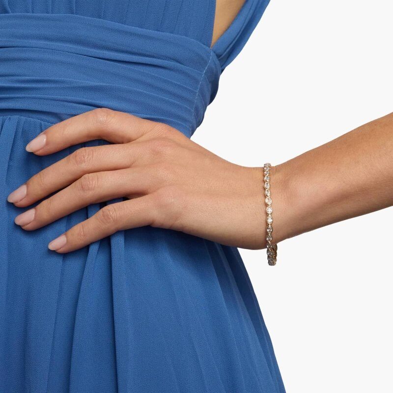 14Kゴールドモアッサナイトベゼルセットテニスブレスレット-2