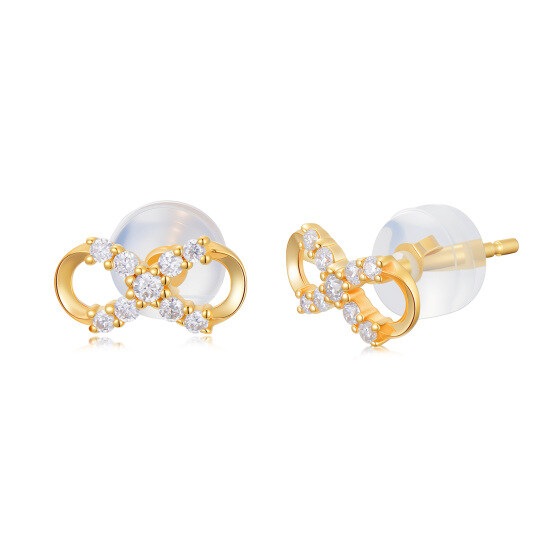 14 Karat Gold Moissanit Schleifen-Ohrstecker