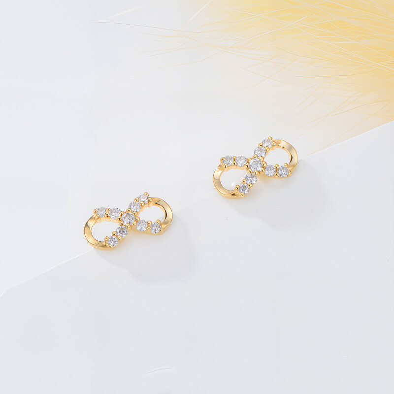 14K Gold Moissanite Bow Stud Earrings-2