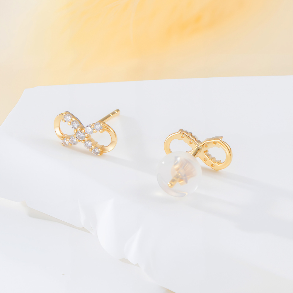 Pendientes de moissanita con lazo en oro de 14 quilates-3