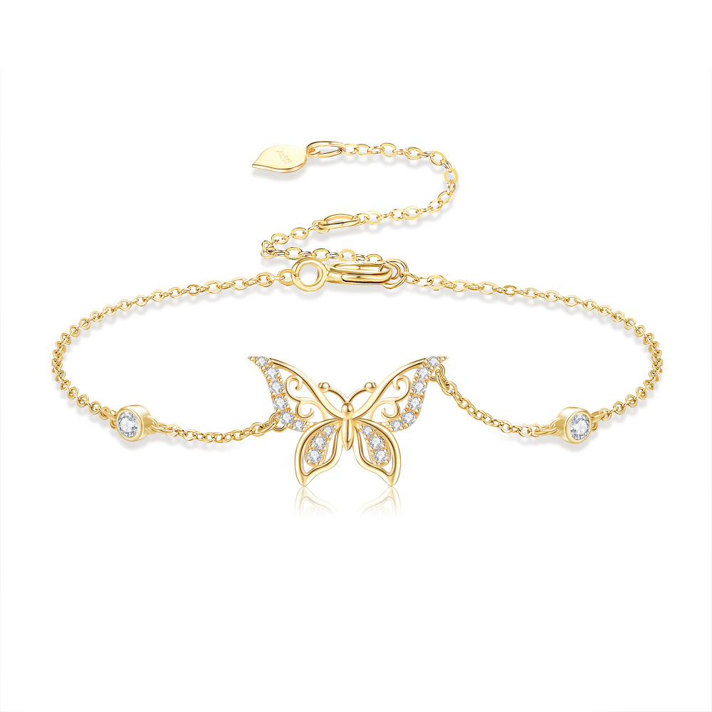 18K Gold Moissanite Butterfly Bracelet for Women-1