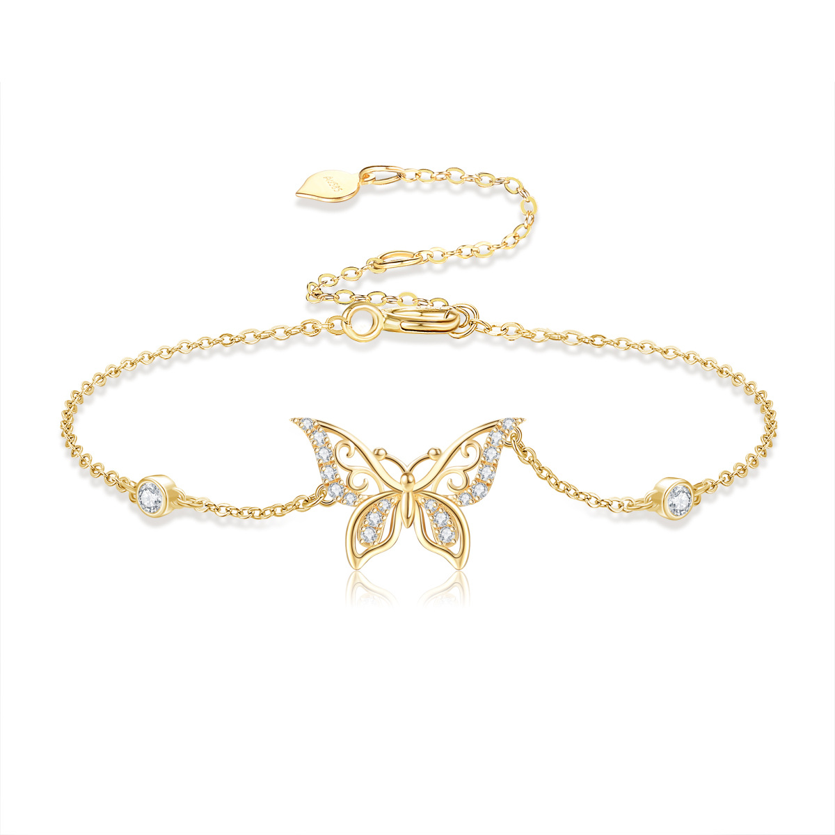 14K Gold Moissanite Butterfly Bracelet for Women-1