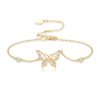 10K Gold Moissanite Butterfly Bracelet for Women-1