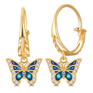 10K Gold Moissanite Butterfly Drop Earrings-9