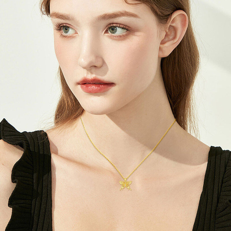 10K Gold Moissanite Butterfly Pendant Necklace-2