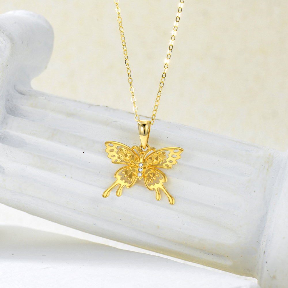 Naszyjnik z wisiorkiem w kształcie motyla z 14-karatowego złota Moissanite-5