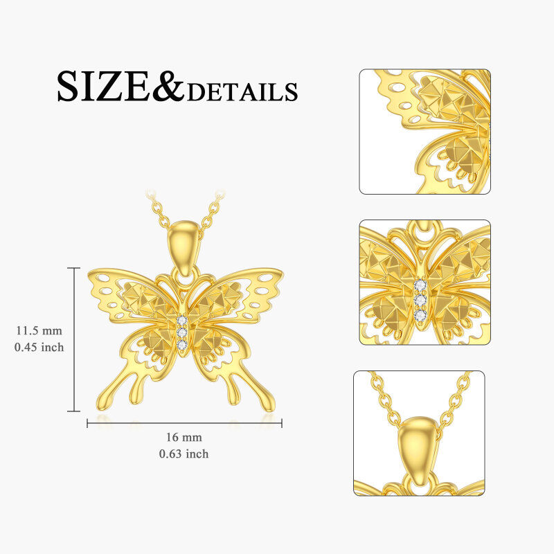 10K Gold Moissanite Butterfly Pendant Necklace-7