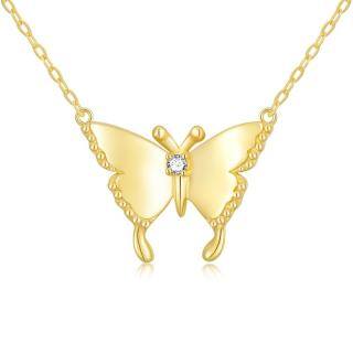 10K Gold Moissanite Butterfly Pendant Necklace-50