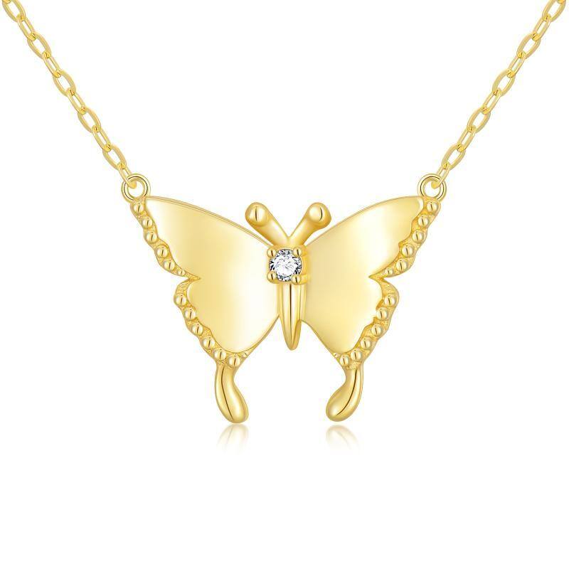 10K Gold Moissanite Butterfly Pendant Necklace-11