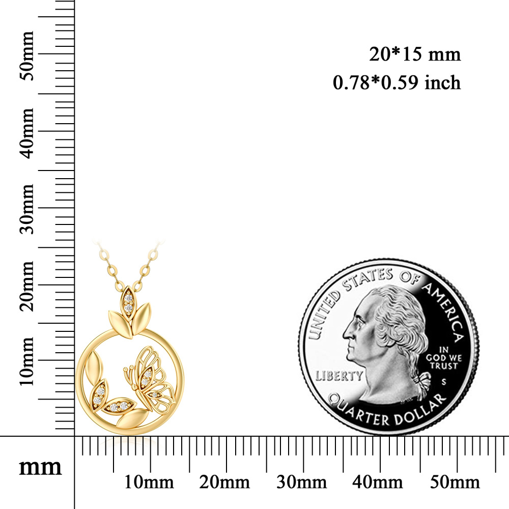 10K Gold Moissanite Butterfly Pendant Necklace-3
