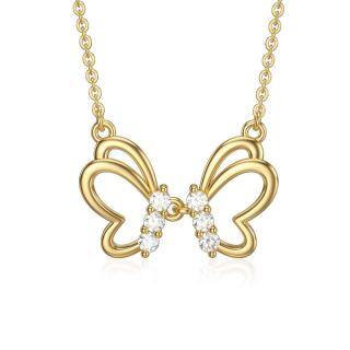 10K Gold Moissanite Butterfly Pendant Necklace-47