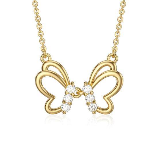 Collier pendentif papillon en or 14K Moissanite