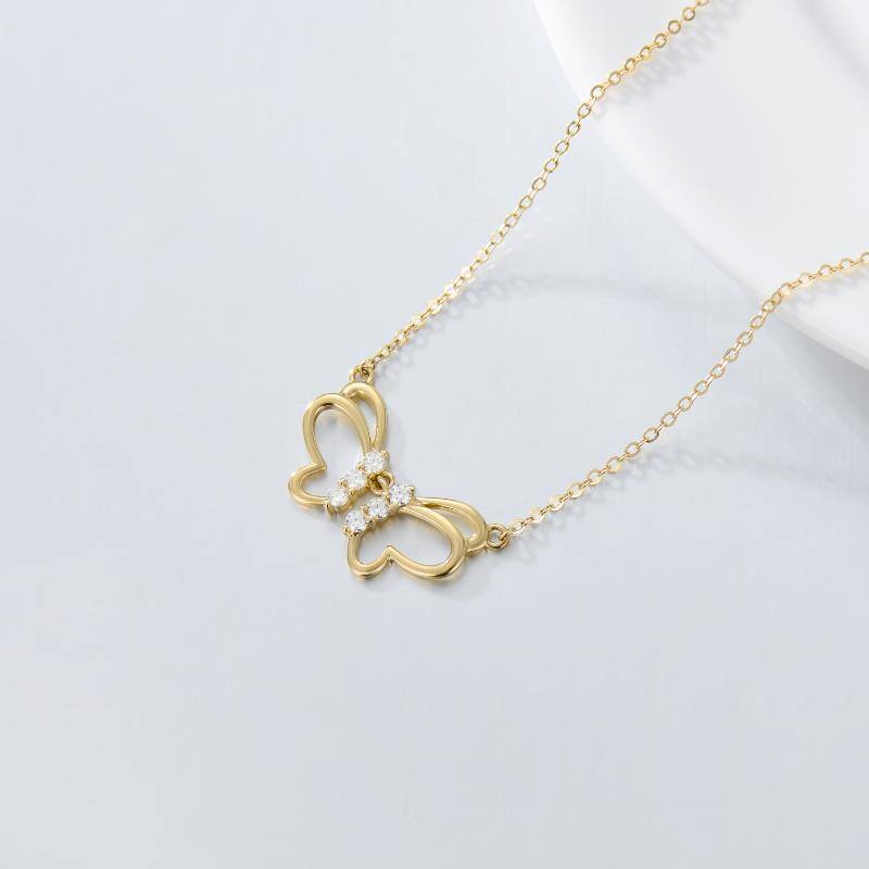 18K Gold Moissanite Butterfly Pendant Necklace-4