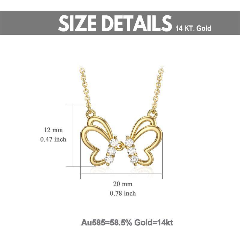 Colar com pingente de borboleta Moissanite em ouro 10K-5