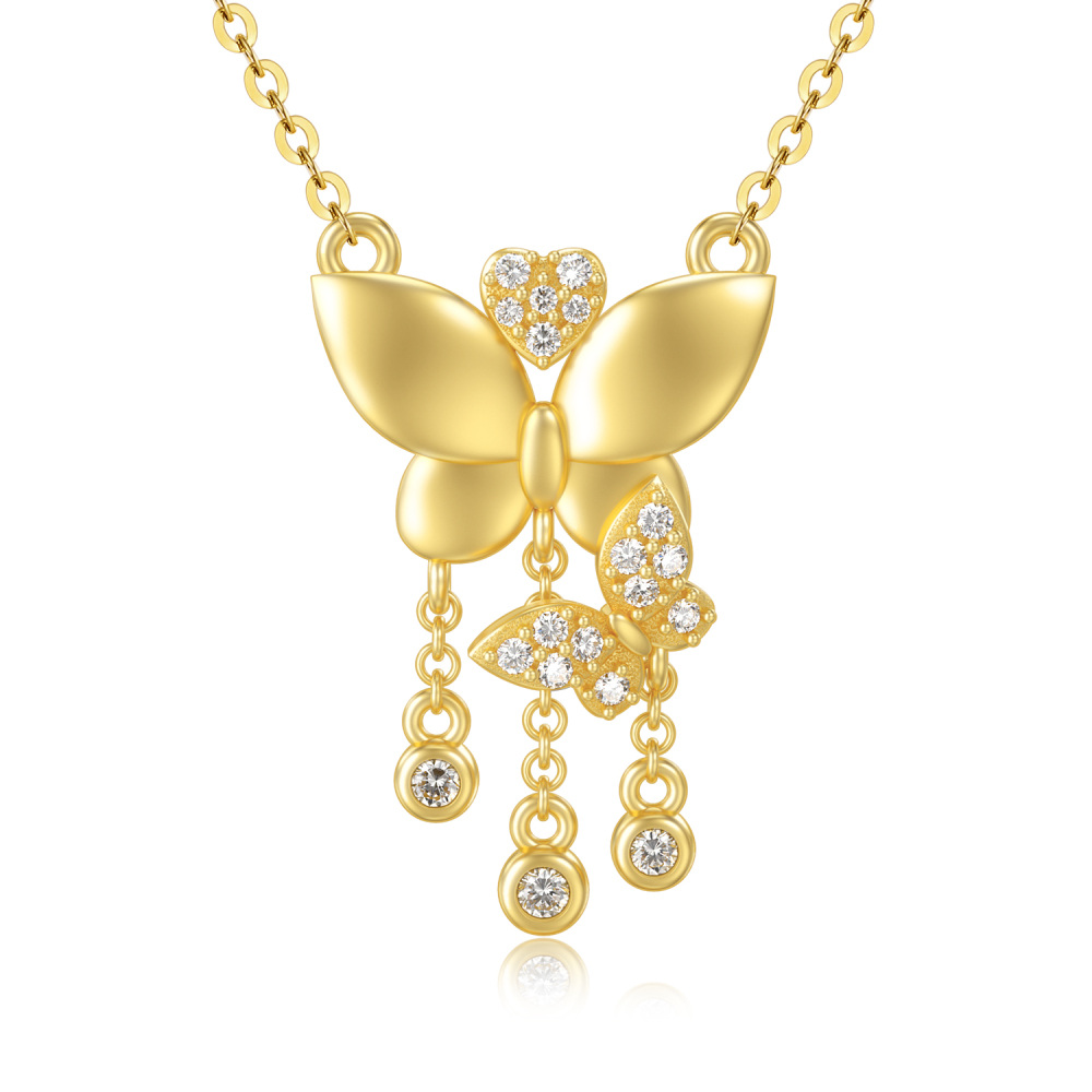 Naszyjnik w kształcie motyla z 14-karatowego złota Moissanite-1