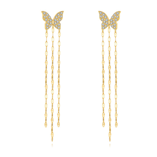 14K Gold Moissanite Butterfly Stud Earrings