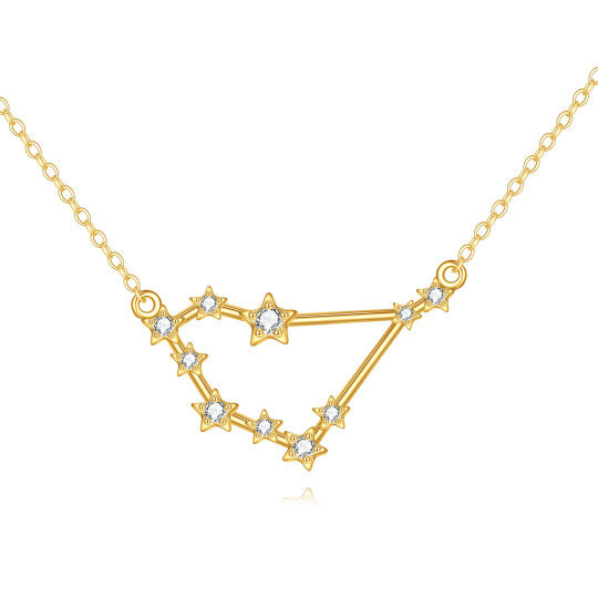 Collana con ciondolo Capricorno in moissanite d'oro 14K