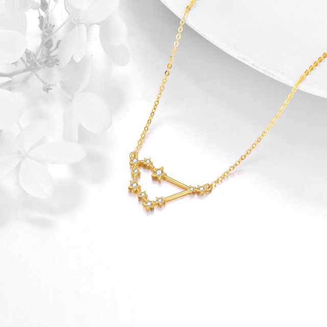 Colar com pingente de moissanita Capricórnio em ouro 14K-4