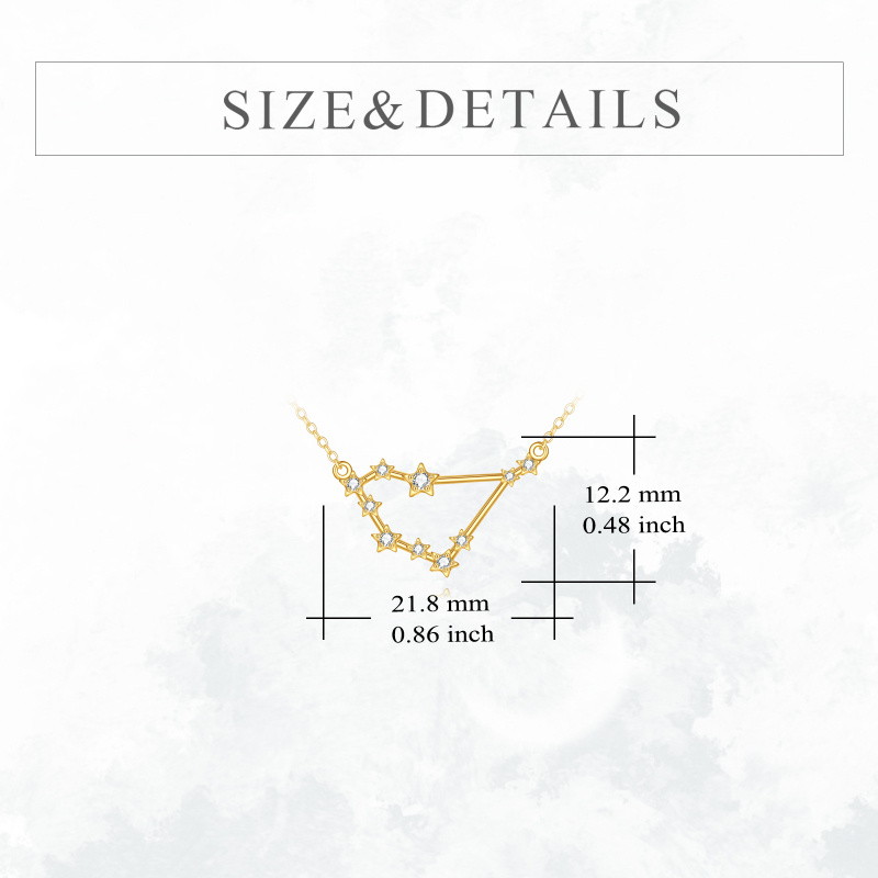 Collar con colgante de Capricornio de oro de 10 quilates con moissanita-5