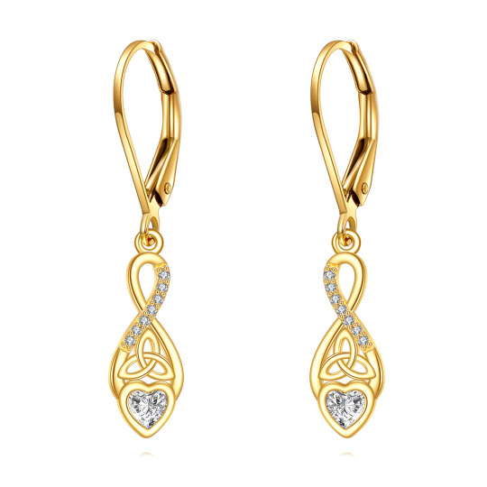 14K Gold Moissanite Celtic Knot Drop Earrings