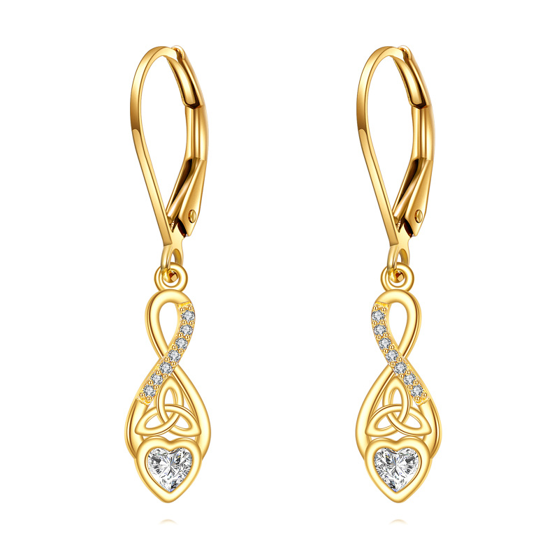 9K Gold Moissanite Celtic Knot Drop Earrings-3