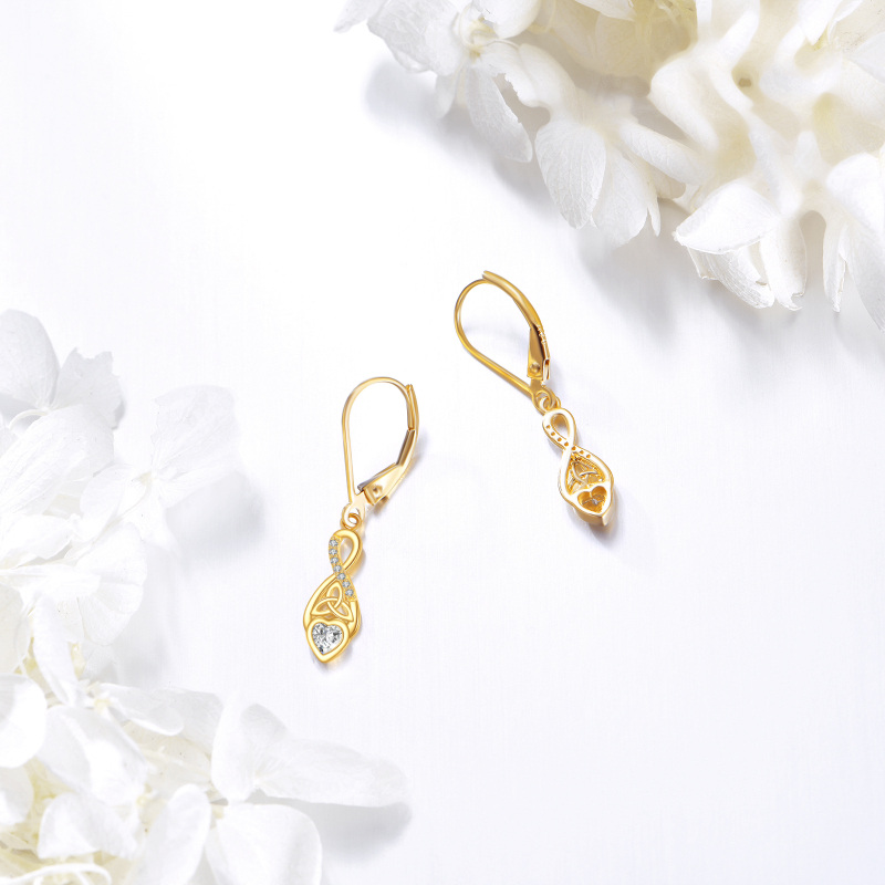 9K White Gold Moissanite Celtic Knot Drop Earrings-3