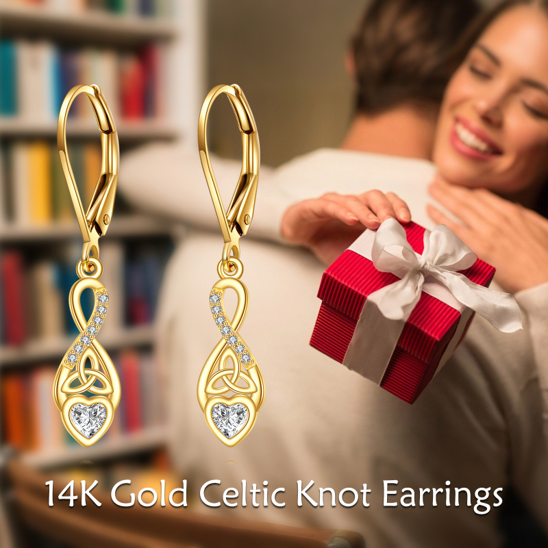 9K White Gold Moissanite Celtic Knot Drop Earrings-5