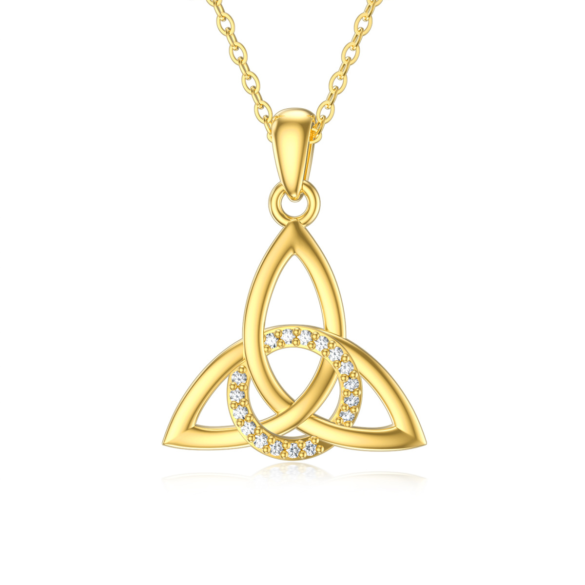 Collier pendentif nœud celtique en or 14K Moissanite-1