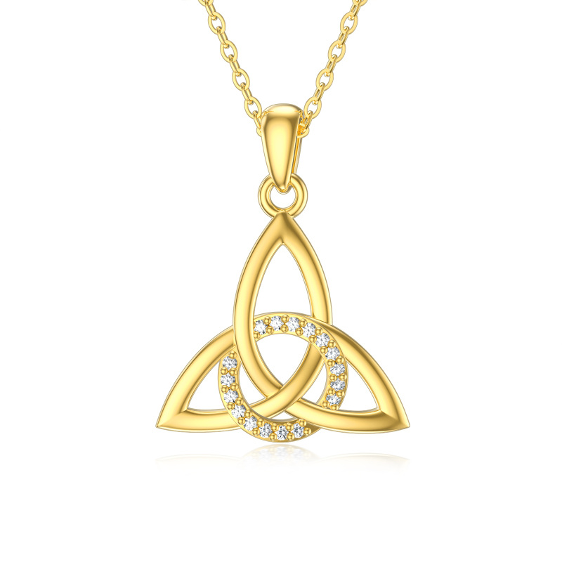 10K Gold Moissanite Celtic Knot Pendant Necklace-1