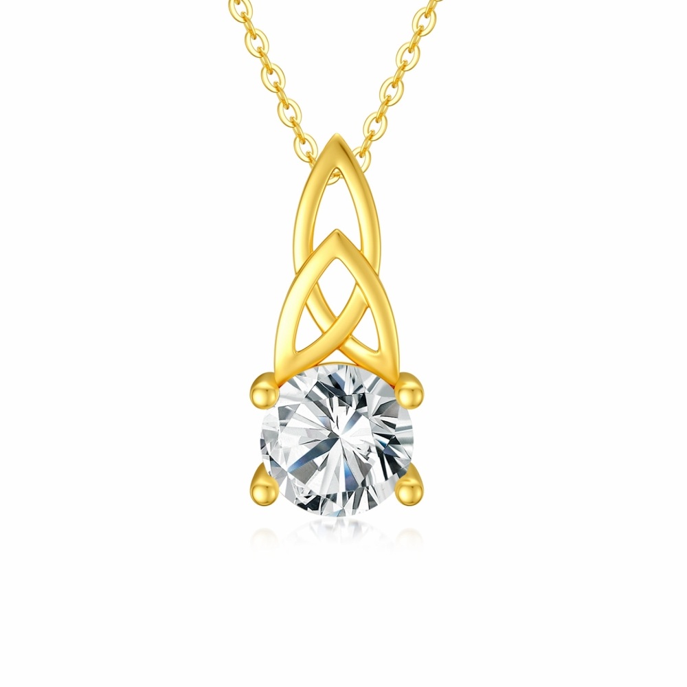 Collar de oro de 14 quilates con moissanita y nudo celta-1