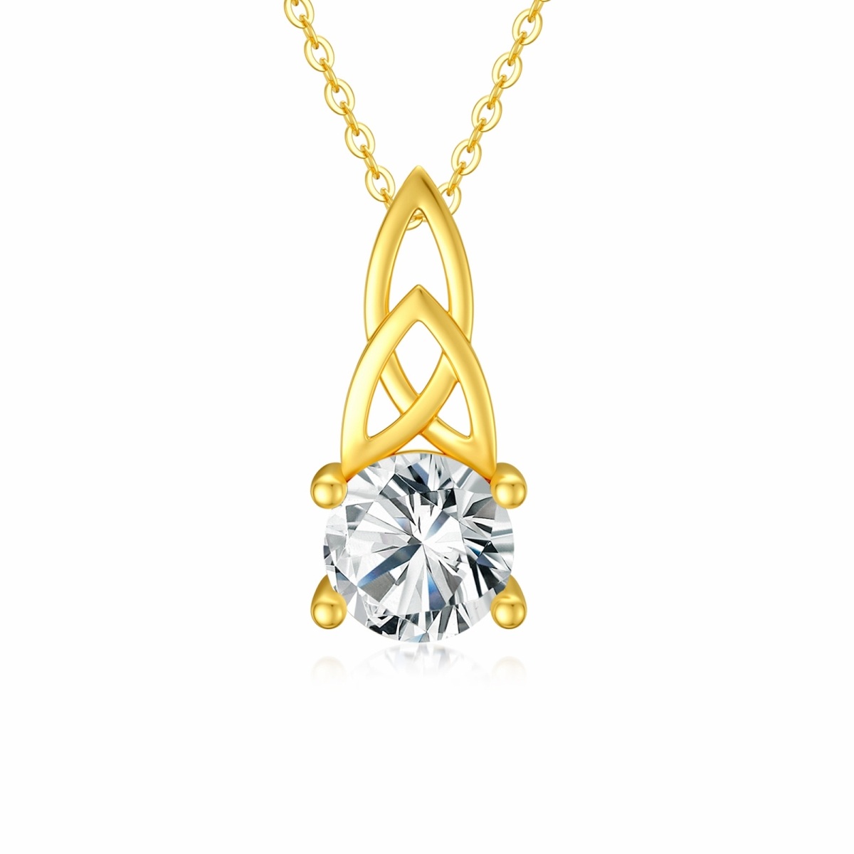 Collier pendentif nœud celtique en or 14K Moissanite-1