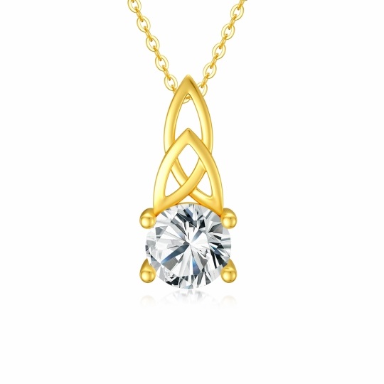 Collier pendentif nœud celtique en or 14K Moissanite