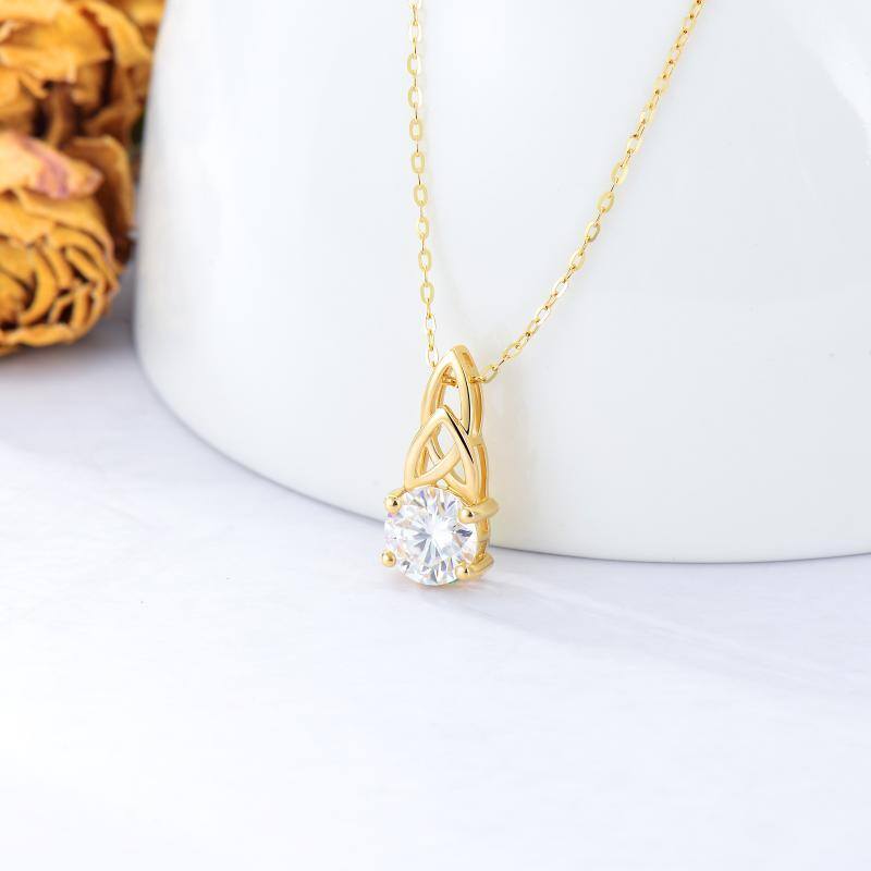 Collana con ciondolo nodo celtico in moissanite in oro bianco 10K-3