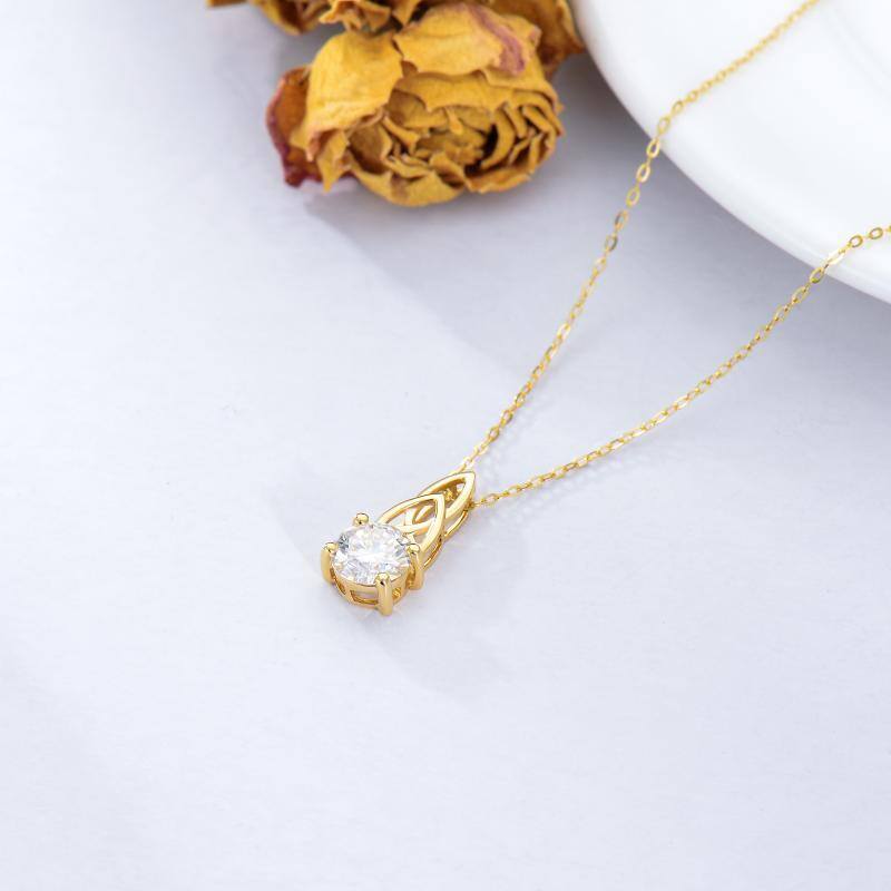 Collana con ciondolo nodo celtico in moissanite in oro bianco 10K-4