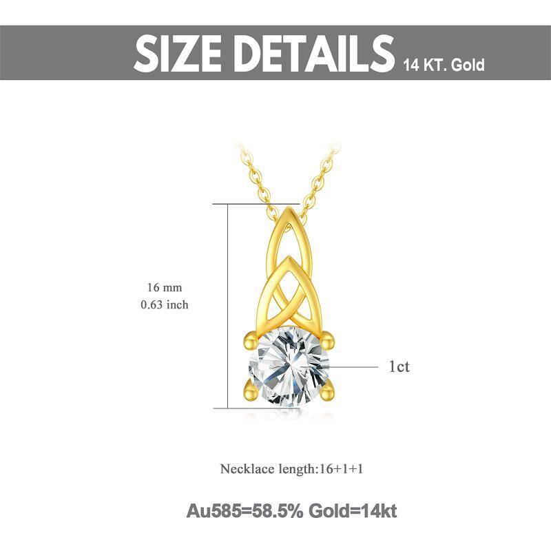 14-karatowy złoty naszyjnik z celtyckim węzłem z moissanitu-5