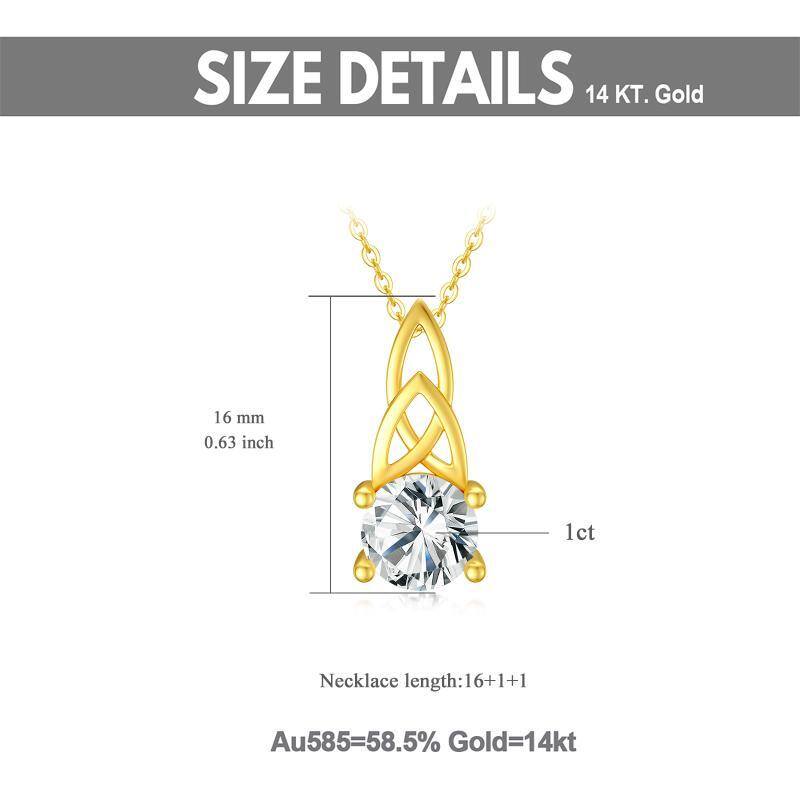 Collana con ciondolo nodo celtico in moissanite in oro bianco 10K-5