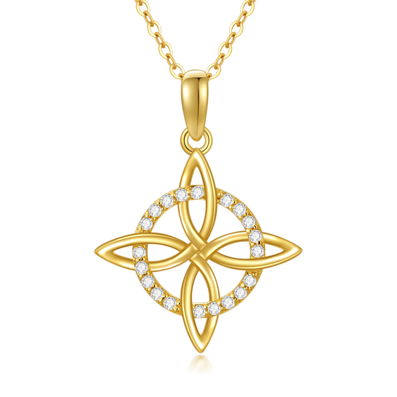10K Gold Moissanite Celtic Knot Pendant Necklace-4