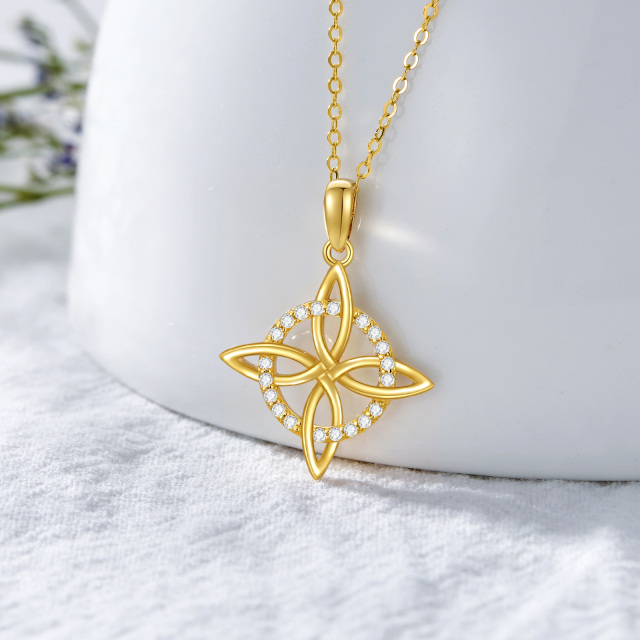 14K Gold Moissanite Celtic Knot Pendant Necklace-3