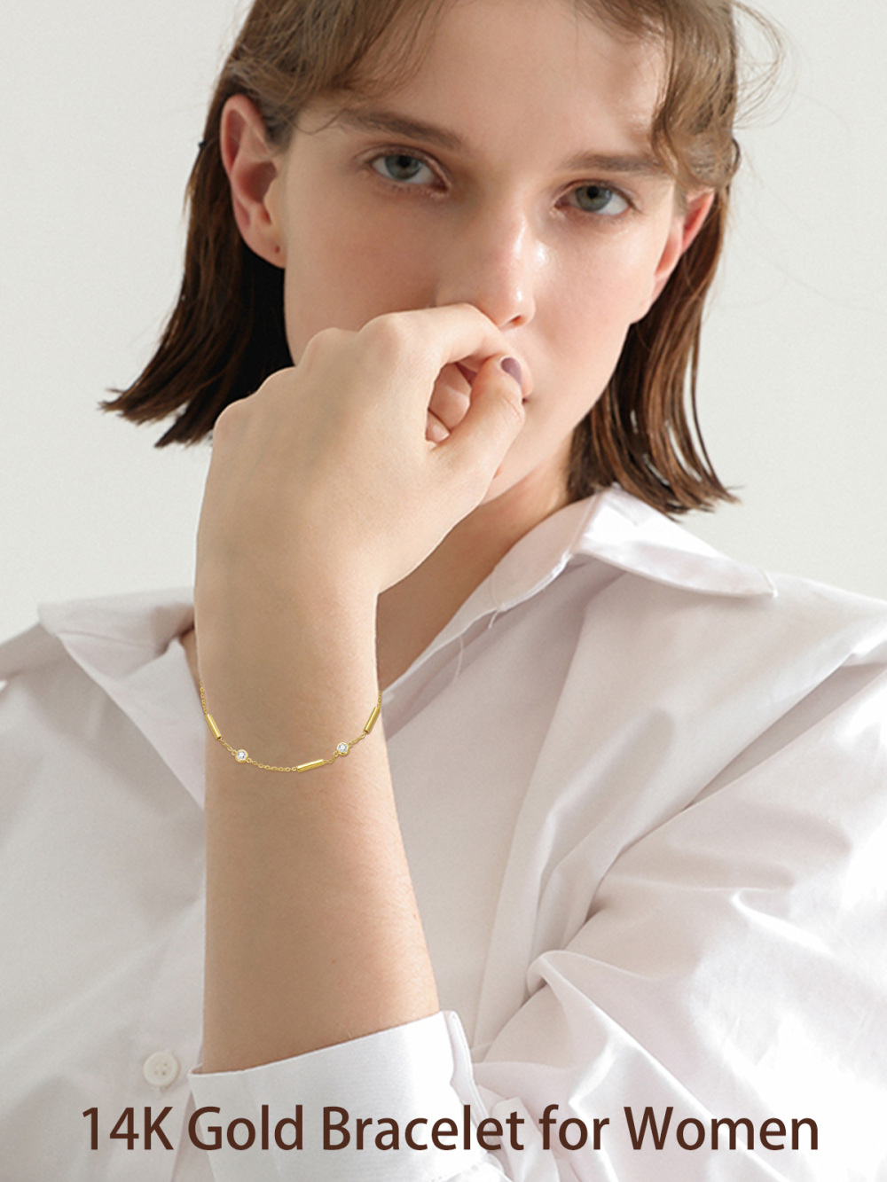 10K Gold Moissanite Chain Bracelet-2