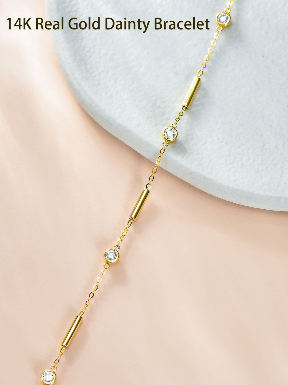 10K Gold Moissanite Chain Bracelet-4