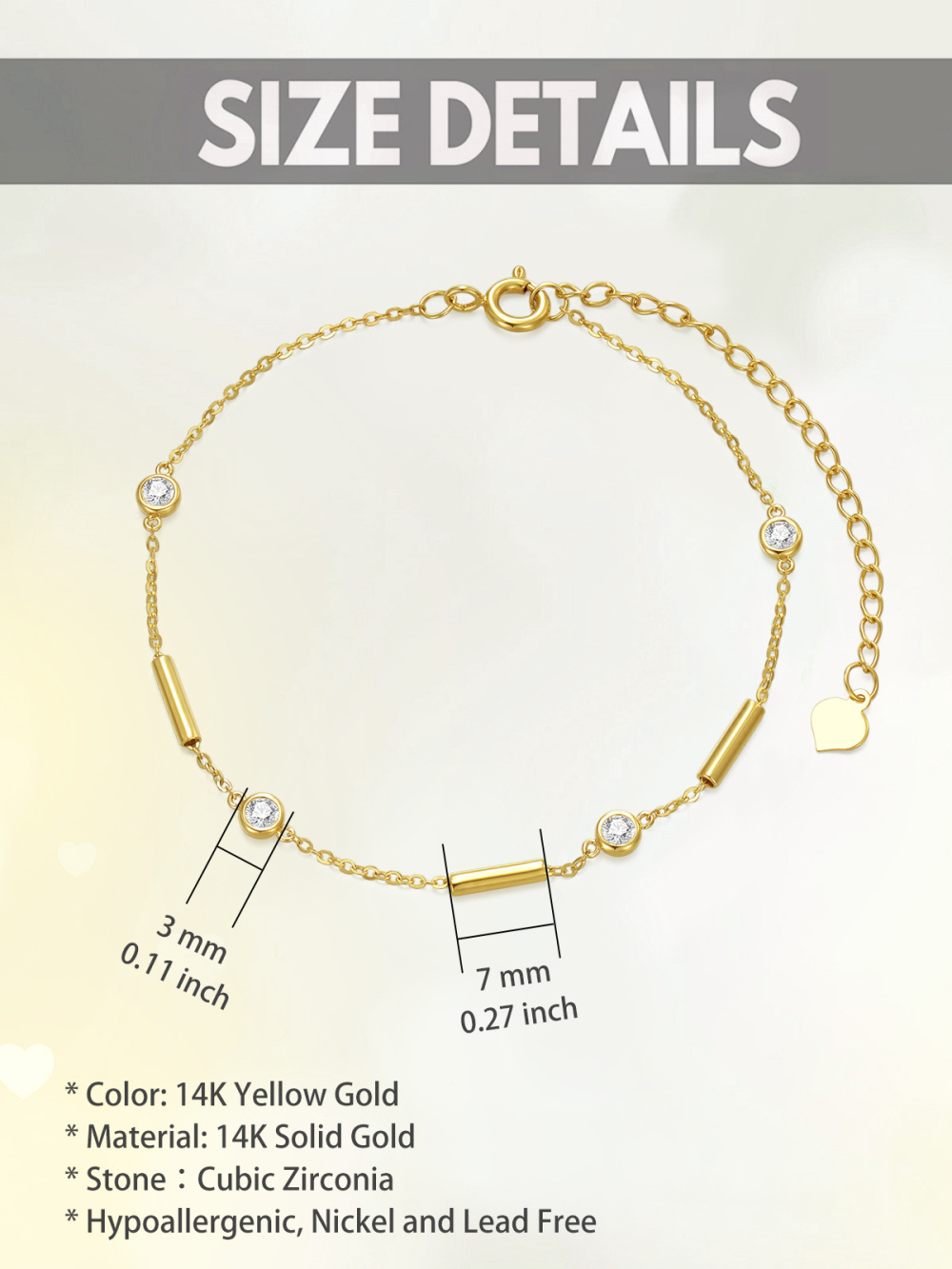 10K Gold Moissanite Chain Bracelet-5