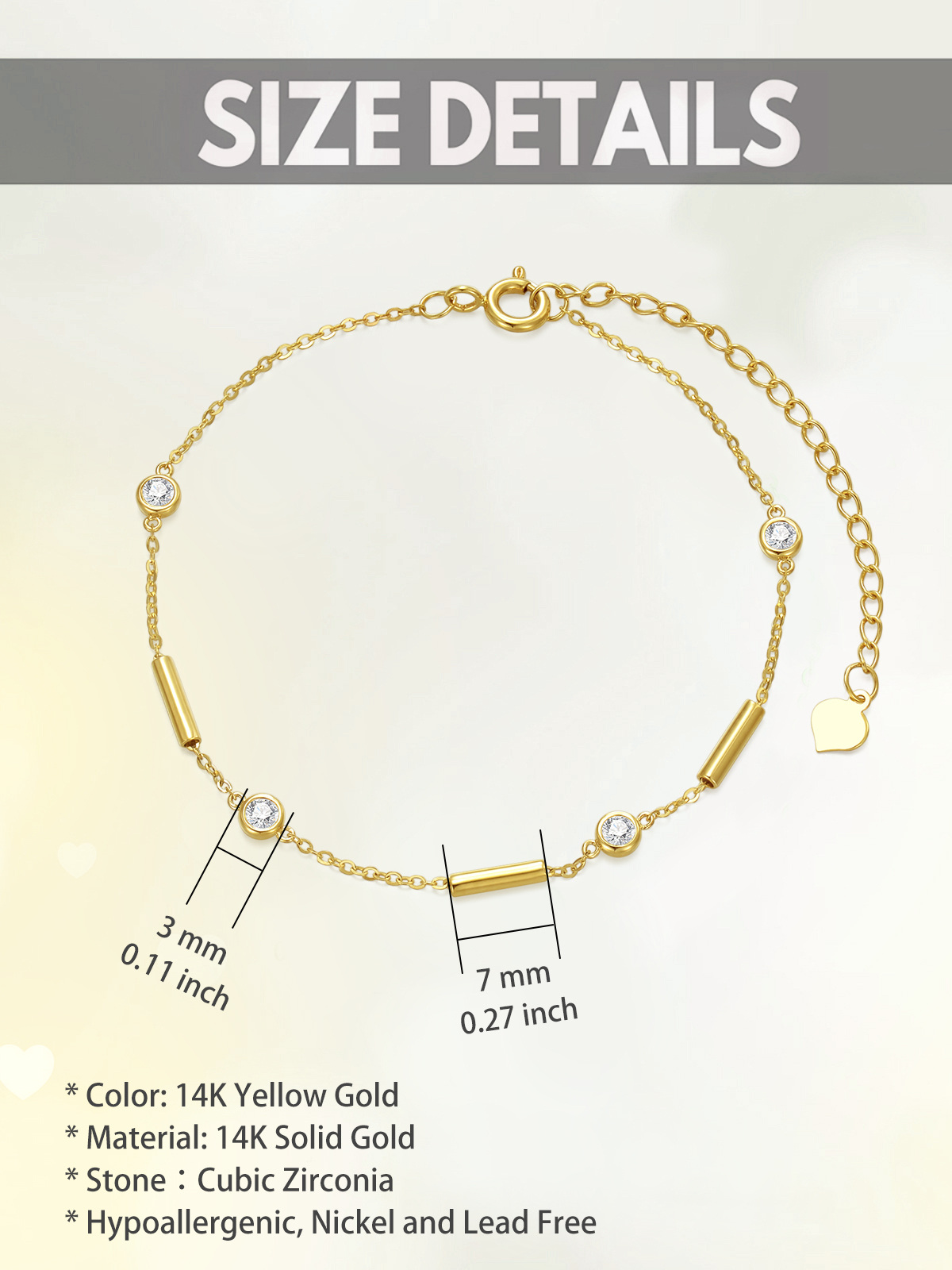 Pulseira de corrente Moissanite em ouro 14K-5