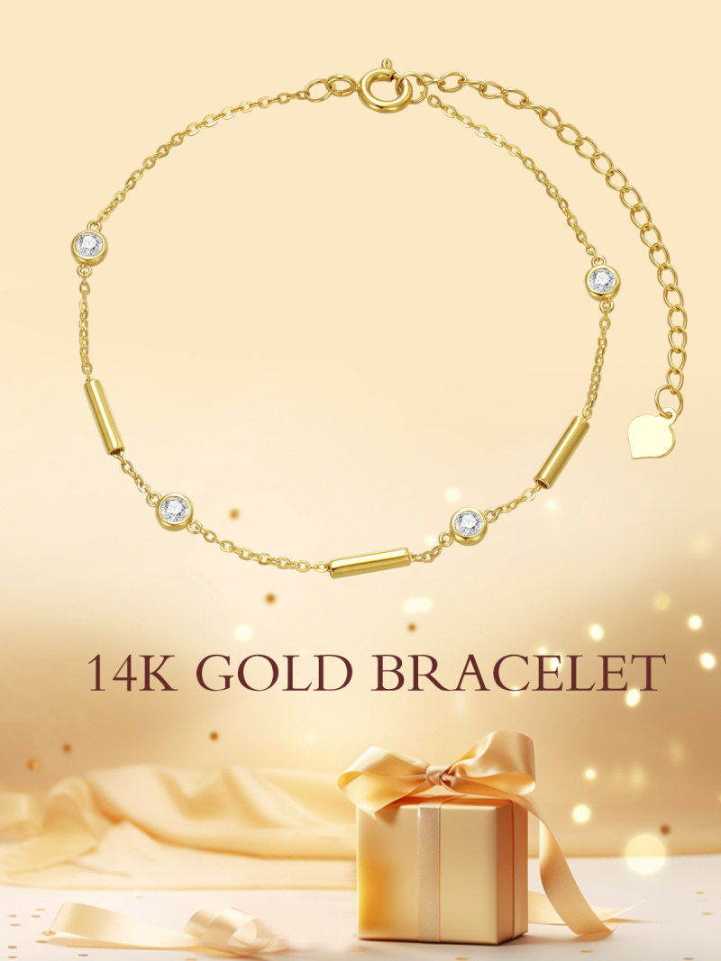 Armband aus 18-karätigem Gold mit Moissanit-Kette-6