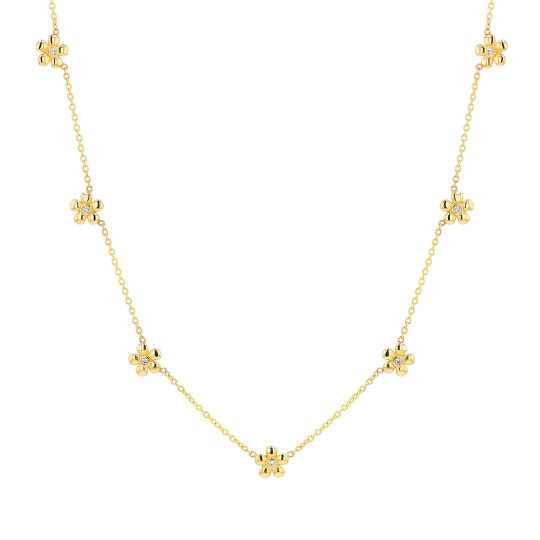 10K Gold Moissanite Cherry Blossom Pendant Necklace