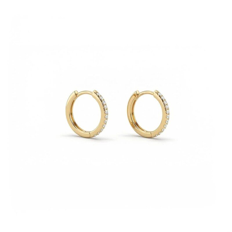 14K Gold Moissanite Circle Hoop Earrings-1