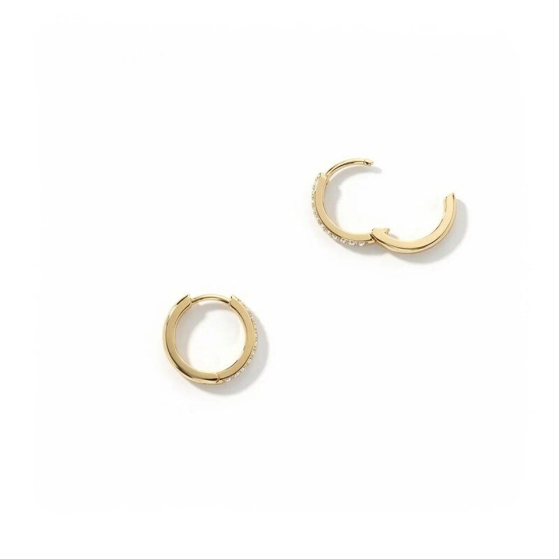 14K Gold Moissanite Circle Hoop Earrings-3