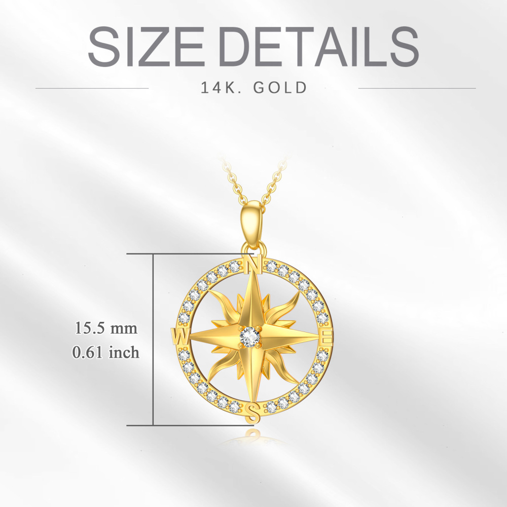 10K Gold Moissanite Compass Pendant Necklace-5