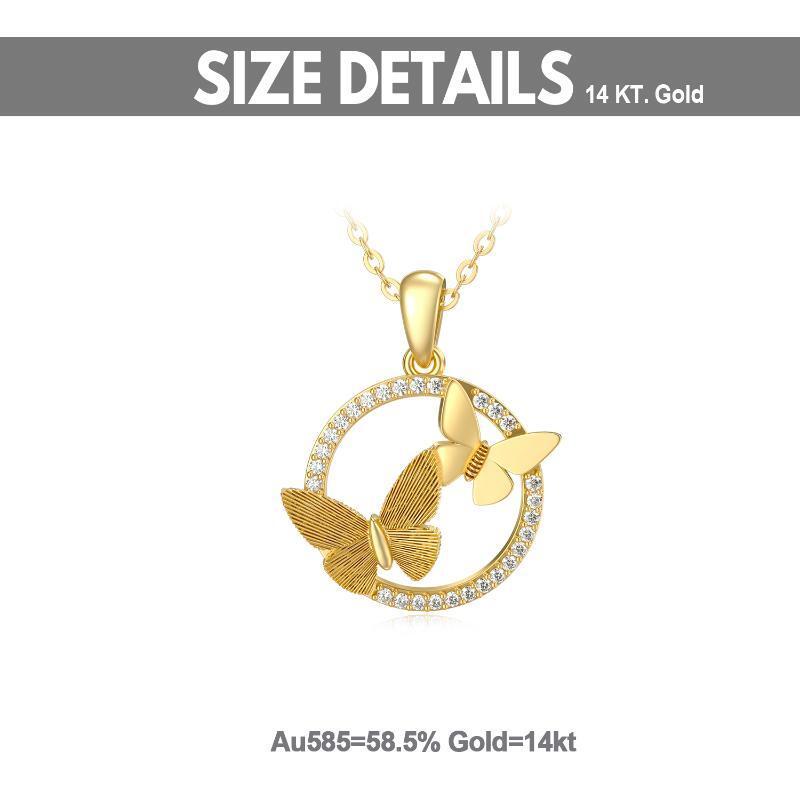 10K Gold Moissanit Paar Schmetterling Anhänger Halskette-6