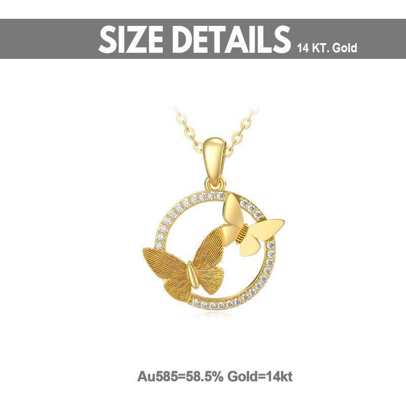 10K Gold Moissanite Couple Butterfly Pendant Necklace-6